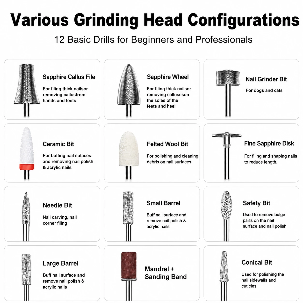 Vantrend Beauty VC-16A compatible grinding head configurations