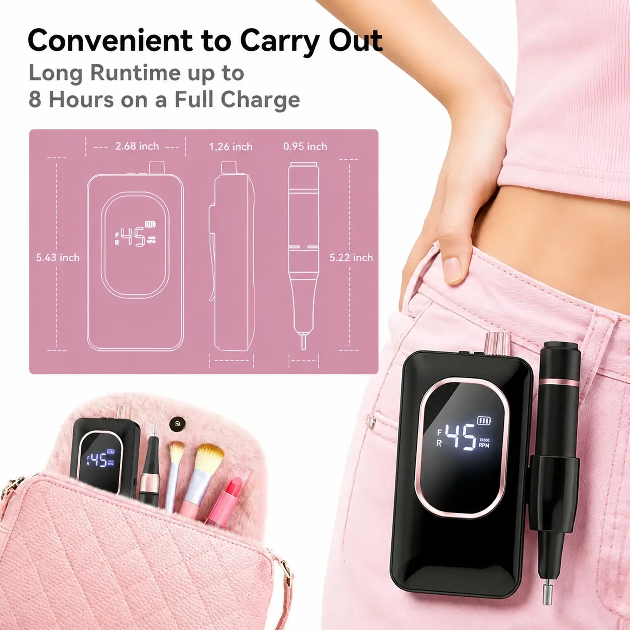 Vantrend Beauty VC-305 Rechargeable Nail Drill with Belt Clip
