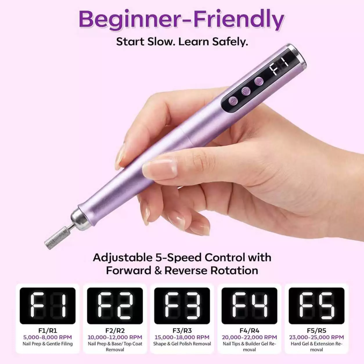 VC-23 5 Speed Rechargeable Electric Nail File