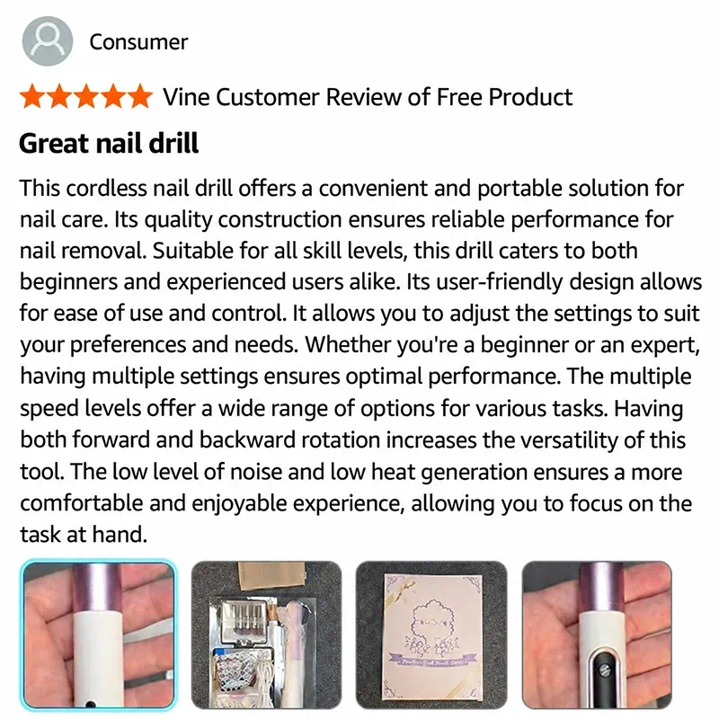 VC-18 Portable Rechargeable Nail Drill Kit with Ceramic Bit