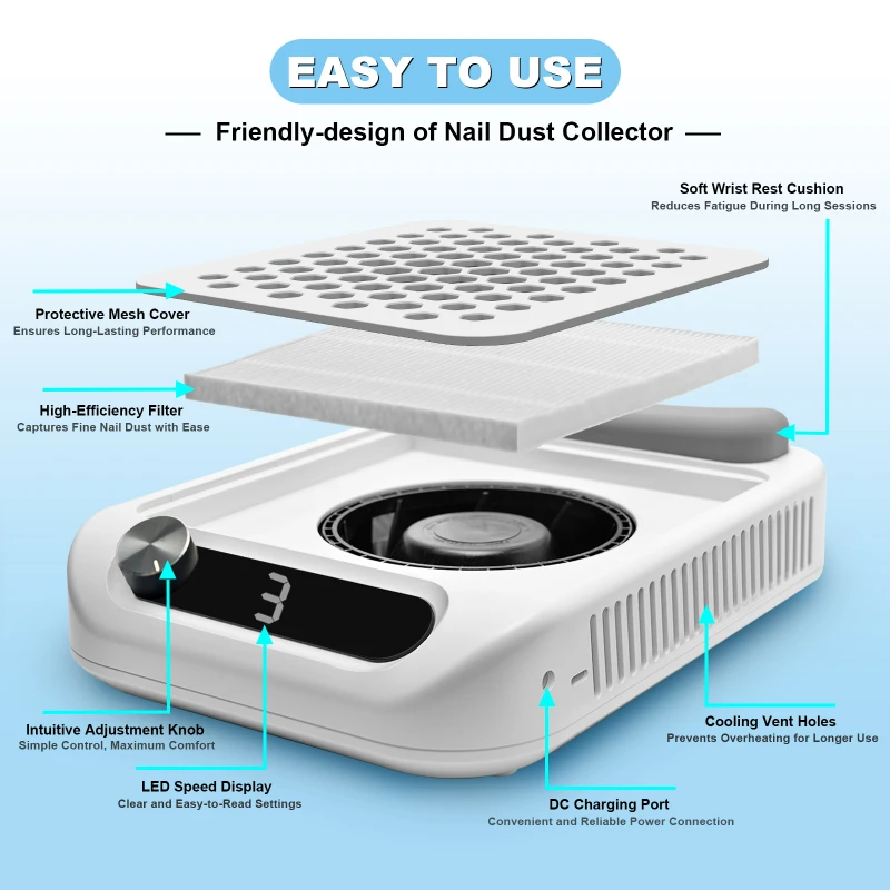 VC-601 High Suction Nail Dust Collector Machine