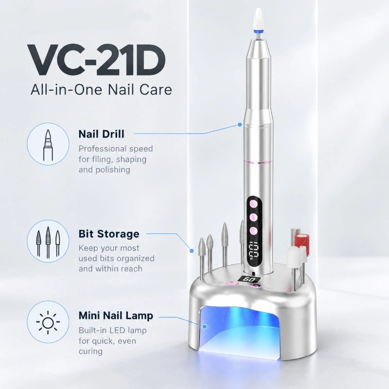 VC-21D: A Multi-Function Pen Nail Drill with a Mini Nail Lamp